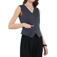 thumbnail image 3 of INSPIRE CHIC Women's Formal Button Down V Neck Vintage Striped Waistcoat Vest XL 2, 3 of 4