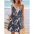 thumbnail image 4 of Vestidos de Verano para Mujer, de Playa, con Encaje, Escote en V, Informales, Estampado Tropical, Sin Mangas, Cortos. Verde XXL, 4 of 7
