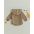 thumbnail image 5 of Baby Romper, 3 6 12 18M Long Sleeve Hooded Solid Fall Casual Bodysuit Clothes for Girls Boys, 5 of 9