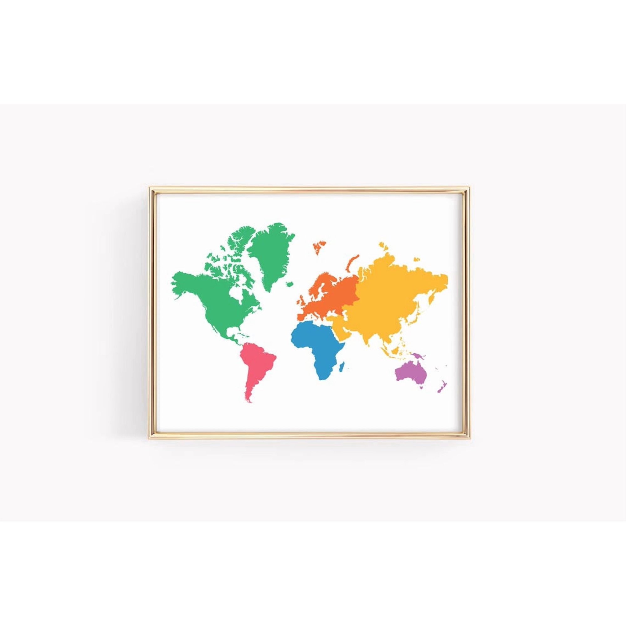 World Map Education Continents Homeschool Learning Montessori Materials Wall Art Classroom And Home Decor