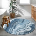 thumbnail image 4 of Blue Marble Round Area Rug 4 FT, Non Slip Indoor Outdoor Rug, Abstract Ink Painting Art Modern Washable Soft Circular Carpet Non-Shedding Floor Mat for Coffee Table Nursery Foyer Balcony, 4 of 8