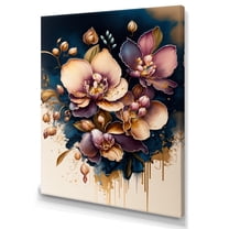 Designart Burgundy And Blue Orchid Bunch II Canvas Wall Art