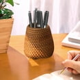 thumbnail image 5 of YIMWNYI Woven Circular Pen Support, Multifunctional Desktop Storage, Rattan Organizer for Office Supplies, Elegant Pen Holder with Natural Texture, Tidy Workspace Accessory, 5 of 6