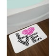 thumbnail image 2 of Love Bath Mat, Vintage Zebra Motifs of Lettering and Hearts Pattern on Plain Backdrop, Plush Bathroom Decor Mat with Non Slip Backing, 29.5" X 17.5", White Hot Pink and Black, by Ambesonne, 2 of 2