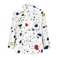 thumbnail image 4 of Sexlip Casual Printed T-shirt Long Sleeved Lapel Button Comfortable Loose Fit Women Top Fashionable Daily Wear Stylish Design Perfect for Home and Work White S, 4 of 5