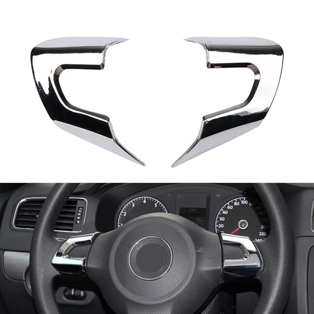 Bgsha Silver Chrome Car Steering Wheel Sticker Cover For Golf 6 MK6 MK5-- Auto Steer Wheel Sticker Covers Sequin Trims Accessories