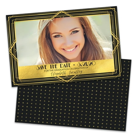 Personalized Art Deco Frame Photo Save The Dates (Best Save The Date Photos)