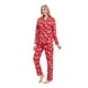thumbnail image 3 of GLOBAL Conjunto de Pijamas de Franela para Mujer, Pijamas 100% Algodón para Mujer, Ropa de Estar por Casa, Manga Larga, Botón, Cordón en la Cintura, Ropa de Dormir Cálida, Rojo Navideño M, 3 of 6