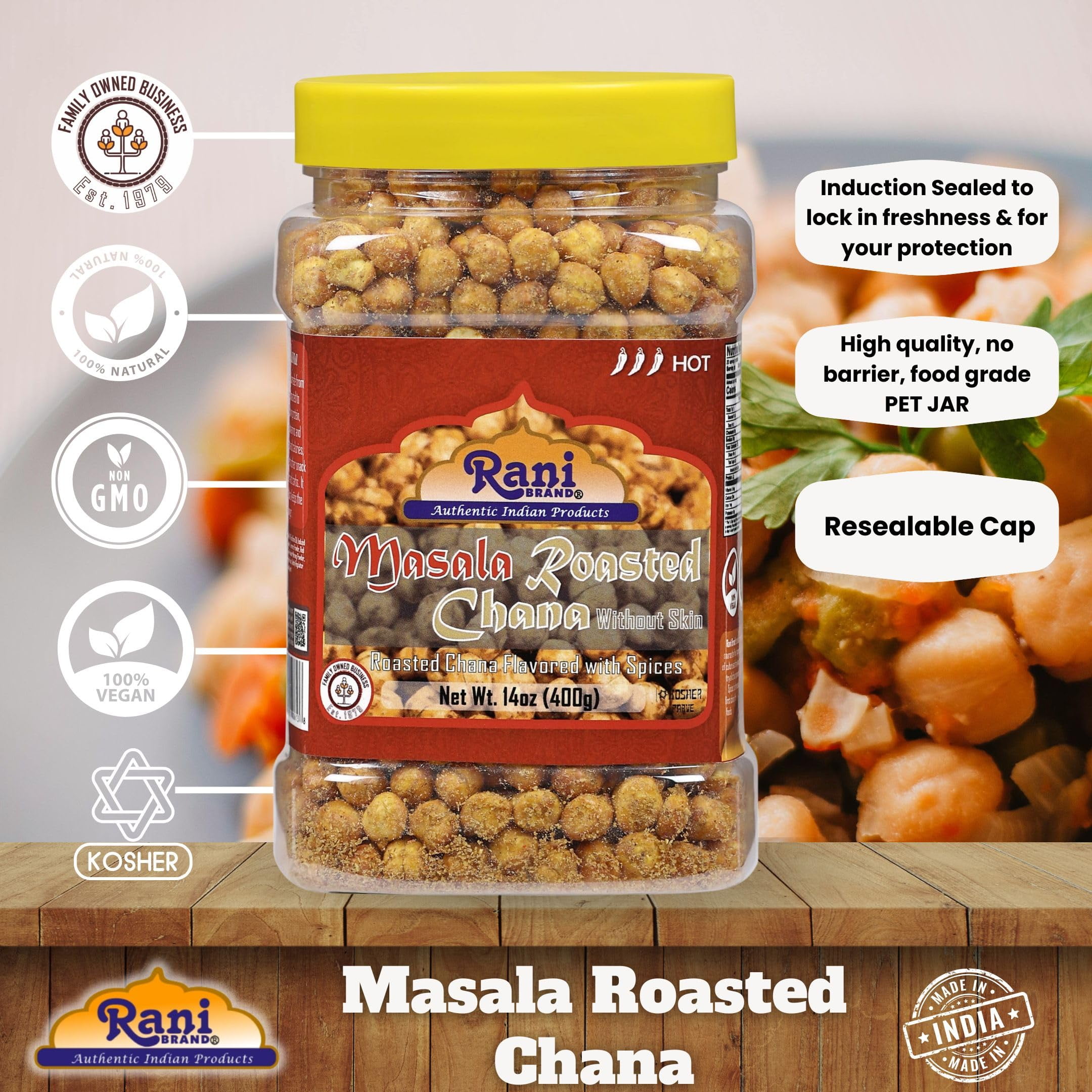 Rani Roasted Chana (Chickpeas) Masala Flavor 14oz (400g) PET Jar