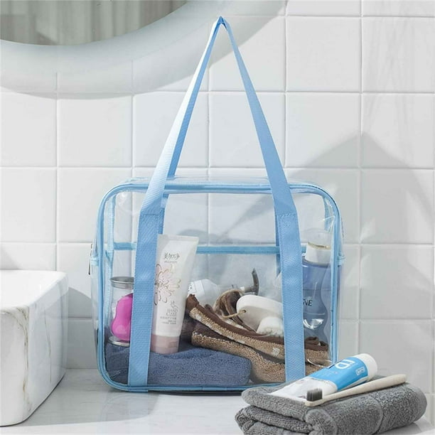 Xihbxyly Bolsa de Mano con Cremallera, Organizador de Cosméticos de Pvc Transparente, Impermeable, para Artículos Esenciales de Viaje, Portátil, Ideal para El Baño, Ligera, Multiusos, Tamaño 30 X 13