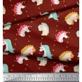 thumbnail image 3 of Soimoi Red Cotton Poplin Fabric Dot & Unicorn Face Print Fabric by Yard 56 Inch Wide, 3 of 3
