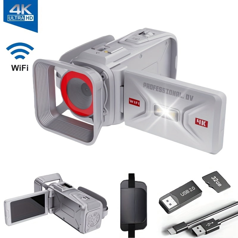 4K Video Camera Camcorder, 64MP with 3
