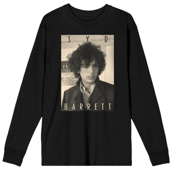 Syd Barrett Sepia Photo Crew Neck Long Sleeve Men's Black Tee-XXL