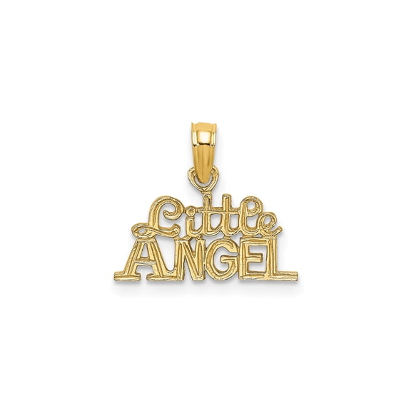 10k Yellow Gold Angel Pendant Necklace for Women with Script and Block Letters, Christian Charm Symbolizing Faith, Innocence, Spiritual Sentiment, Dainty Religious Jewelry Keepsake