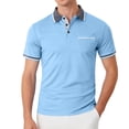 thumbnail image 2 of Fabrcox Mens Polo Shirts Short Sleeve Collared Button Henley Shirt Men Color Block Summer Workout Going Out Mens Golf Shirts with Pocket, 2 of 6