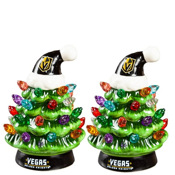 Vegas Golden Knights 2-Pack 4" Ceramic LED Christmas Tree Set