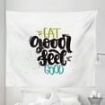 thumbnail image 1 of Sayings Tapestry, Eat Better Feel Better Vintage Style Hand Drawn Lettering Art, Fabric Wall Hanging Decor for Bedroom Living Room Dorm, 5 Sizes, White Turquoise and Dark Grey, by Ambesonne, 1 of 1
