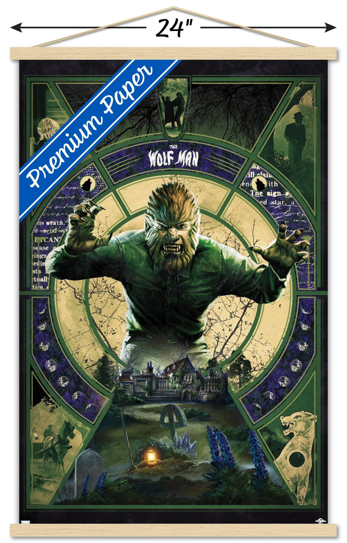 The Wolf Man - Illustration Wall Poster with Magnetic Frame, 22.375" x 34"