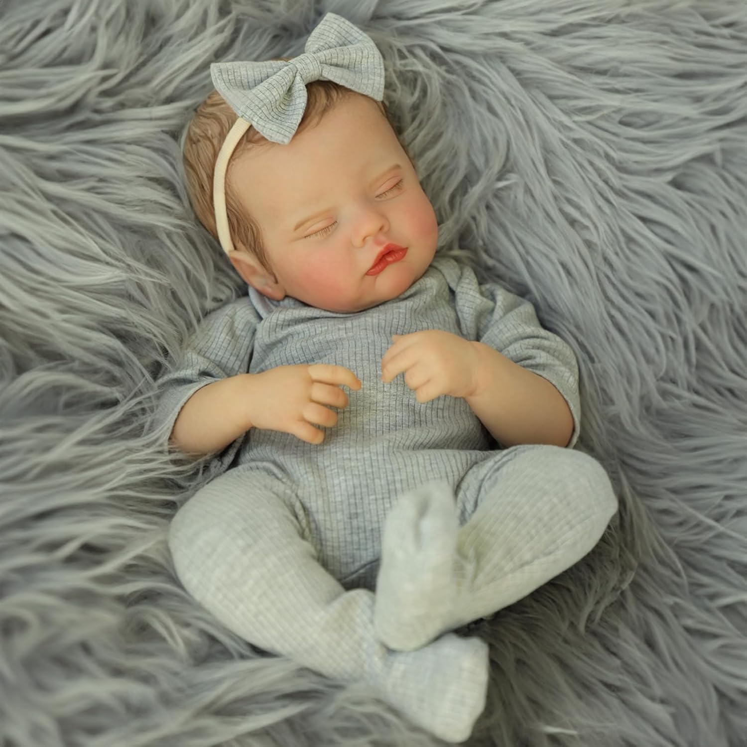 Realistic Reborn Baby Dolls -20 Inch Lifelike Soft Body,Sleeping Realistic-Newborn Baby Dolls Grey Clothes for Gift