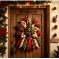 thumbnail image 5 of DIY Quilted Christmas Wreath Making Kit, Xmas Tree Motif Fabric Patchwork Poinsettia Craft Set, Hand‑Sew Material for Indoor Winter Farmhouse Wall Hanging Project, 5 of 7