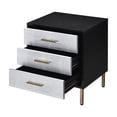 thumbnail image 3 of Miekor Furniture 1pc Glamorous Bedroom Furniture 1pc Black Nightstand with 3-Drawers Silver Finish Crocodile Pattern Fronts Gold Finish Legs 12865, 3 of 6