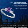 thumbnail image 2 of Gem Stone King 14K White Gold Purple Amethyst and White Moissanite Engagement Ring for Women | 0.95 Cttw | Oval 7X5MM | Gemstone February Birthstone | Size 6, 2 of 6