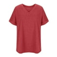 thumbnail image 5 of Pincandy Summer Oversized V Neck T-Shirt for Women Short Sleeve Solid Color Resistance Tops for Outdoor Hiking Bottom Casual Tees,Red,XXXL, 5 of 6