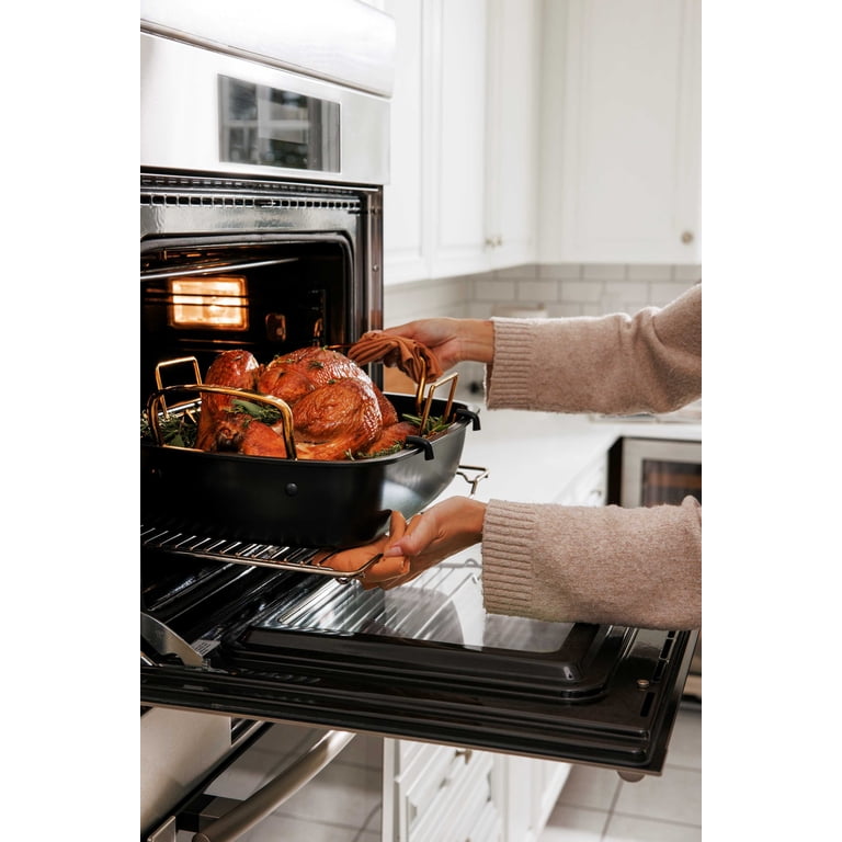 Thyme & Table 2-Piece Carbon Steel Roaster with Rack, Black photo 5