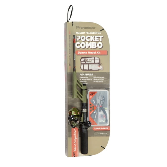 Profishiency Deluxe Pocket Spincast Combo Travel Kit with Telescopic Rod