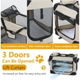thumbnail image 3 of Dkelincs 24 inch Collapsible Dog Crate Small Foldable Kennel Travel Cat Dog Carrier with Mesh Windows, Beige, 3 of 8