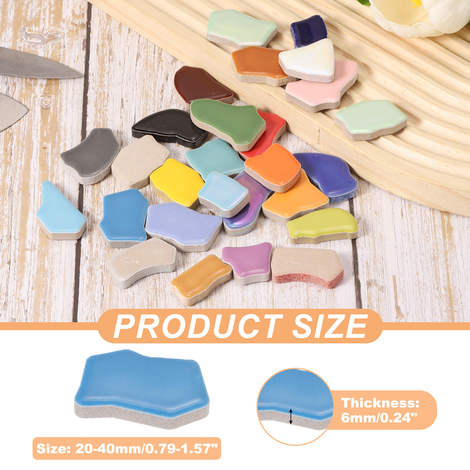 Uxcell 500g/1.1LB Irregular Ceramics Mosaic Tiles, 0.79"-1.57" Mosaic Stained Tile Broken Porcelain Pieces Stones Bulk for DIY Craft Making Vases Home Decoration, Blue Series