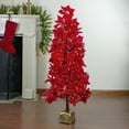 thumbnail image 1 of Northlight Pre-Lit Fiber Optic Color Changing Poinsettia Artificial Christmas Tree - 4' - Red - Multi Lights, 1 of 4