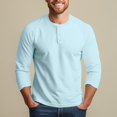 thumbnail image 6 of Hearthz Men's Baseball T-Shirts 3/4 Sleeve V Neck Button Up Henley Baseball Jersey Men Mens Casual Slim Fit T-Shirts Henley Shirts ,Light Blue M, 6 of 7