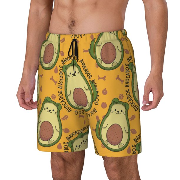 Balery Avocado Dog Bañador para hombre, shorts de playa de secado rápido con entrepierna y forro de compresión-Small