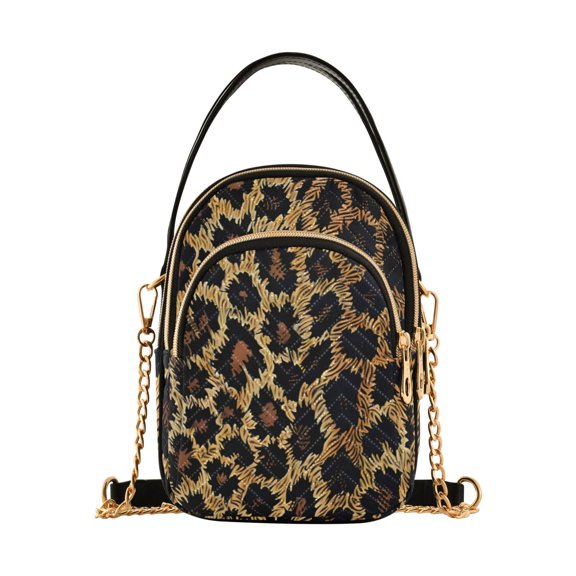 joogoo Women Leopard Pattern Chain Crossbody Bags Shoulder Handbag Phone Purse