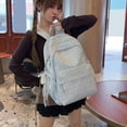 thumbnail image 6 of Polka Dots School Backpack, Multi-layer Backpack with Pendant, Spacious Bag for Shopping Work College (Light Blue), 6 of 9