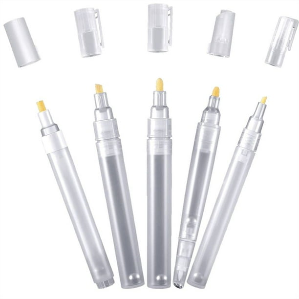 5 Uds Rotuladores de Pintura de Repuesto VacíOs BolíGrafos de Pintura Recargables en Blanco Marcador Recargable VacíO para Pintar Tubo de Pluma Transparente