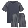 thumbnail image 3 of Pdbokew Mens Pajamas Set Lightweight Summer Pjs Sleepwear Soft Comfy Short Sleeve Loungewear Dark Gray with Carbon gray L, 3 of 6