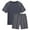 Dark Gray with Carbon Gray, variant on Pjs Men's Pajamas Set Short Sleeve Top and Shorts with Pockets Loungewear 2-Piece for Men Navy Blue 2XL