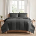 thumbnail image 2 of Dhole 7-Piece Bed in Bag - Queen Size Striped Comforter Sets, Pillowcases & Sheet Collection for Cozy Bedding Sets - Gray, 2 of 10