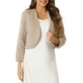 thumbnail image 1 of CHAQUETA CORTA ABIERTA INSPIRADA EN CHIC PARA MUJER, BOLERO DE FALSO PIEL DE MANGA LARGA, ABRIGO DE INVIERNO XL CAQUI, 1 of 6