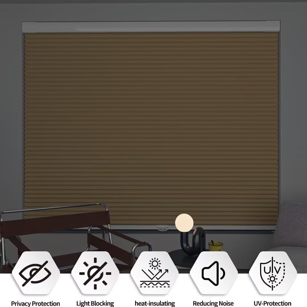 Myshade No Drill Blackout Shades Tension Cordless Cellular Blinds for Indoor Windows No Tools Window Blinds & Shades