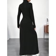 thumbnail image 6 of Women Long Sleeve Maxi Dress Fall Winter Casual Turtle Neck Ribbed Knit Bodycon Going Out Dresses Black L, 6 of 7