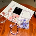 thumbnail image 4 of for Samsung Galaxy Z Flip 7 Case,Cute Bling Glitter Sparkle Stunning Stones Diamond Rhinestone 3D Handmade Pearl Rose Flower with Wrist Lanyard for Women Girls for Galaxy Z Flip 7,Purple, 4 of 13