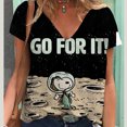 thumbnail image 3 of Camiseta de verano para mujer, bonita camiseta con estampado de Snoopy, camisetas casuales de manga corta en 3D, ropa urbana de moda con cuello en V, ropa femenina de gran tamaño, 3 of 5