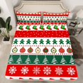 thumbnail image 2 of Homewish Vintage Xmas Tree Bed Sheets, Tribal Western Christmas King Sheets, Green Red Santa Claus Socks Sheet Set, Lightweight Room Decor, 4pcs, 2 of 7