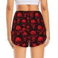thumbnail image 3 of Picia Red Skulls Pattern Women's 2 in 1 Athletic Running Shorts High Waisted Workout Casual Gym Sweat Shorts with Comfy Liner Zipper Pockets-Medium, 3 of 9