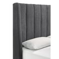 thumbnail image 3 of Benjara Aegis King Size Bed, Wingback, Channel Tufted, Charcoal Gray Upholstery, 3 of 5