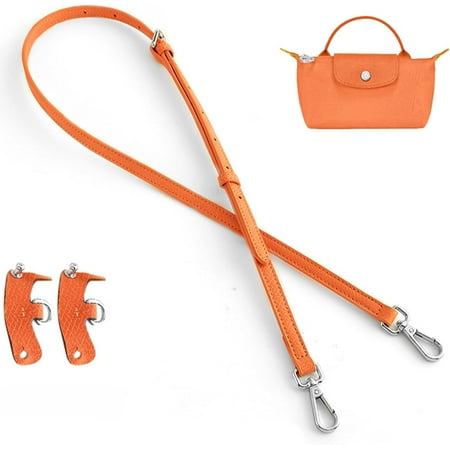 DanceeMangoos Leather Bag Shoulder Strap Crossbody Adjustable Replacement Conversion Kit Fit for Longchamp Mini Pouch(ORANGE)