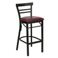 thumbnail image 2 of Emma + Oliver Two-Slat Ladder Back Barstool, Metal Dining, Burgundy Vinyl/Black, 2 of 7